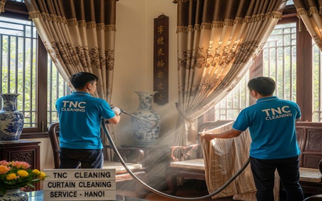 Dịch vụ giặt rèm cửa tại Nhà Hà Nội