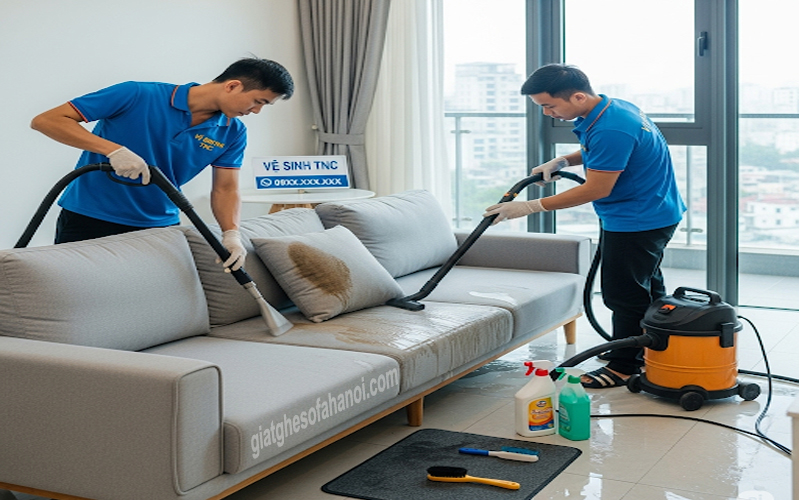 Dịch vụ giặt sofa nhung, da lộn Hà Nội