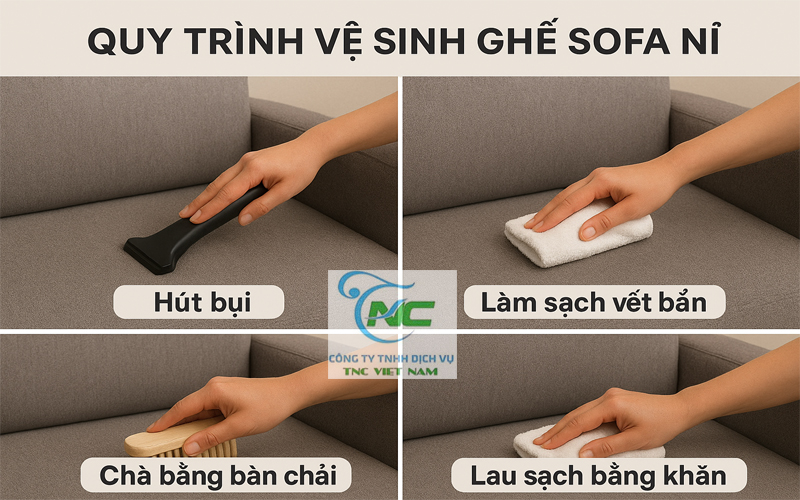 Quy trình vệ sinh ghế sofa nỉ tại nhà