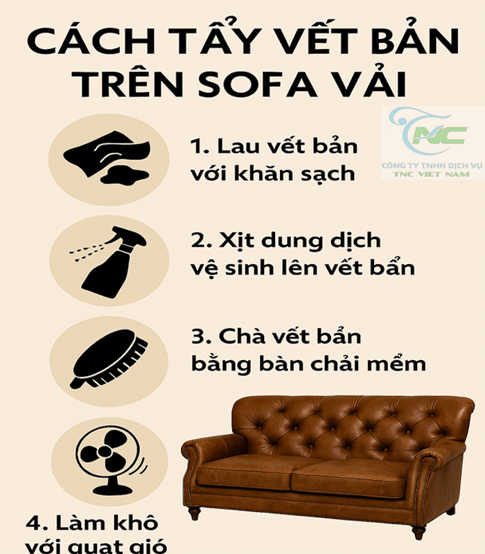 Cách tẩy vết bẩn trên sofa vải