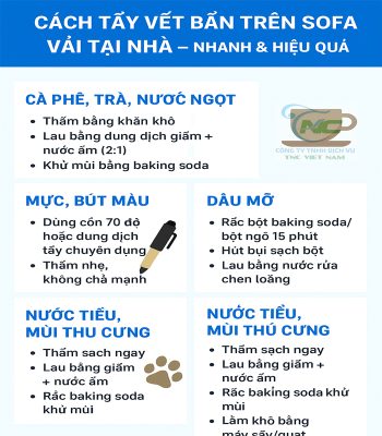 Cách tẩy vết bẩn trên sofa vải