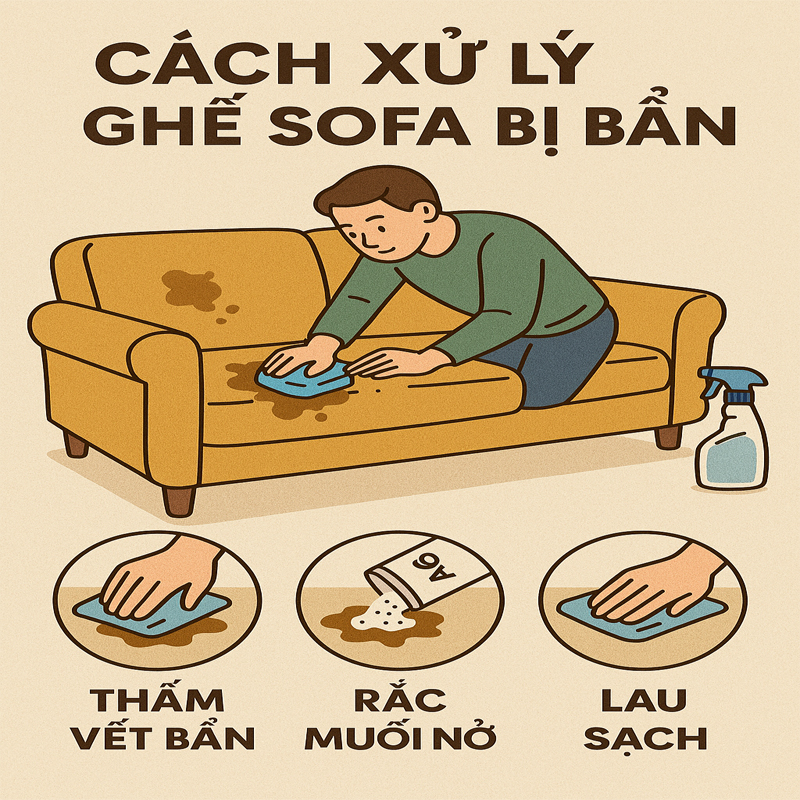 Cách xử lý ghế sofa bị bẩn hiệu quả, nhanh chóng tại nhà