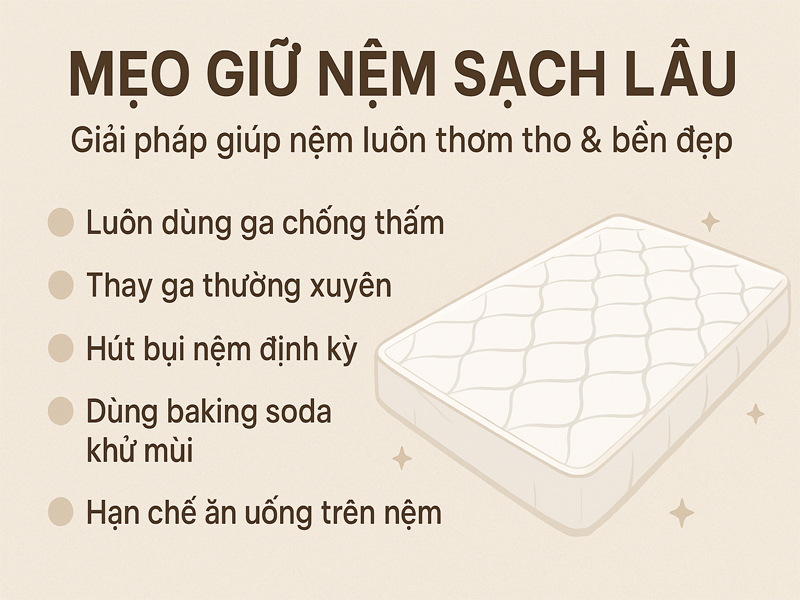 Mẹo Giữ Nệm Sạch Lâu