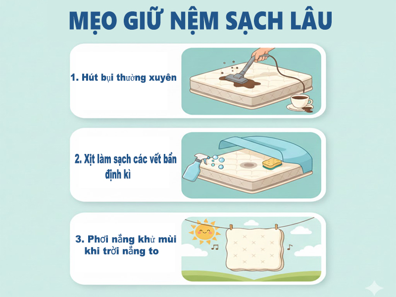 Mẹo Giữ Nệm Sạch Lâu