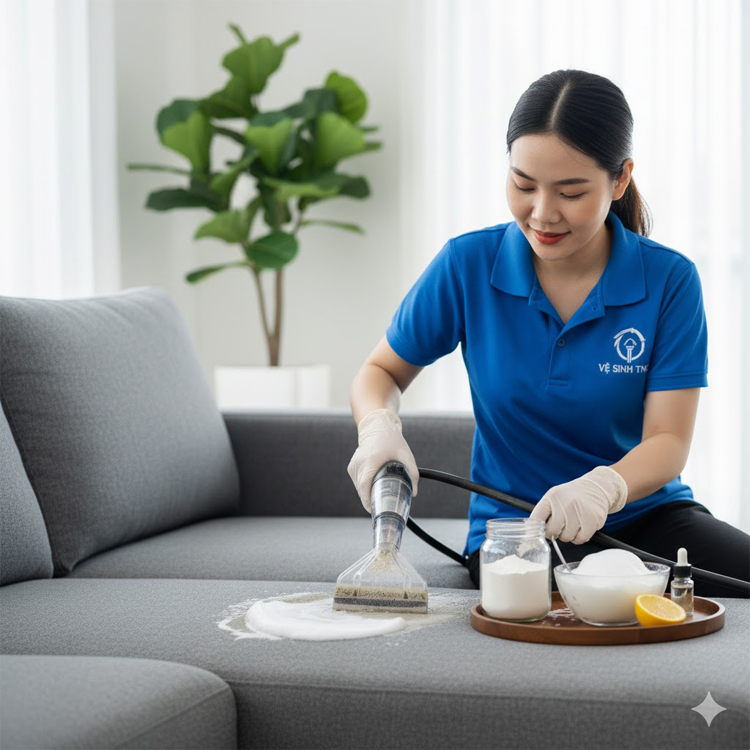 Làm sạch sofa bằng baking soda