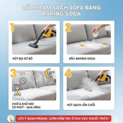 Làm sạch sofa bằng baking soda